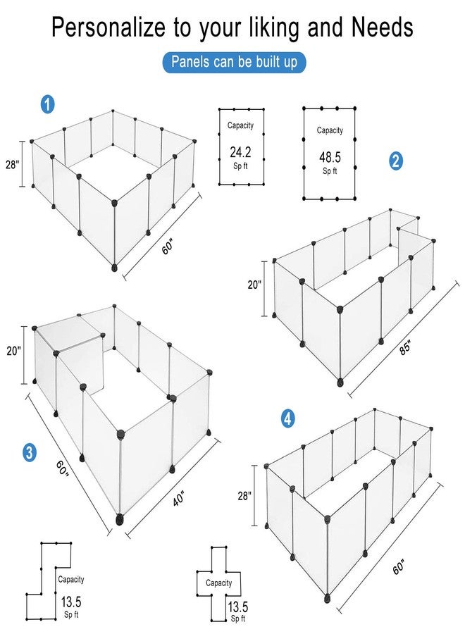 BRIAN & DANY قفص لعب للكلاب من بريان وداني، قفص لعب بلاستيكي محمول للحيوانات الأليفة، قفص لعب شفاف للكلاب والأرانب من الأكريليك للاستخدام الداخلي، سياج مكون من 12 لوحة للجراء وخنازير غينيا للحيوانات الصغيرة - 28 × 20 بوصة - Image 3